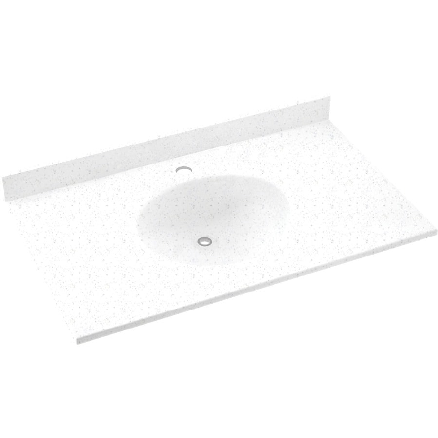 Swanstone VT02237.035 Ellipse 37-in Arctic Granite Solid Surface Single Sink Bathroom Vanity Top