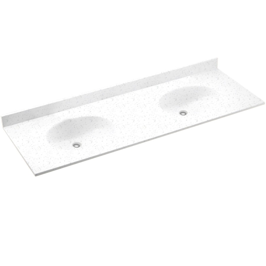 Swanstone VT022612B.035 Ellipse Arctic Granite Solid Surface Integral Double Sink Bathroom Vanity Top (Common: 61-in x 22-in; Actual: 61-in x 22-in)