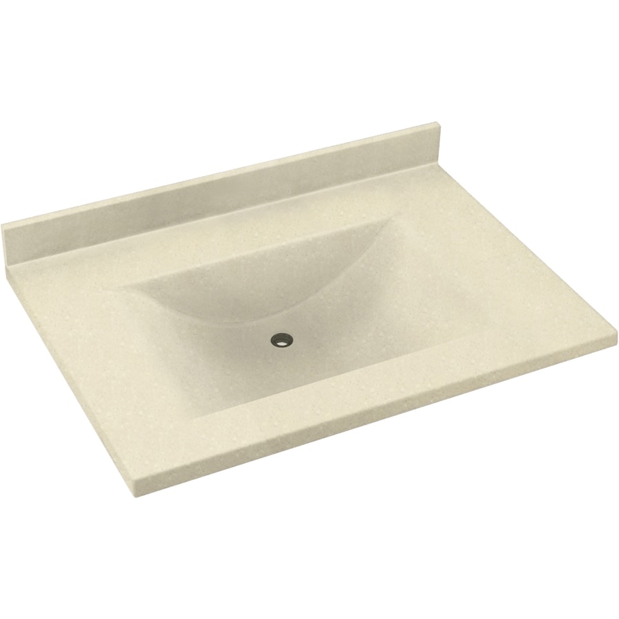 Swanstone CV02237.037 Contour Bone Composite Integral Single Sink Bathroom Vanity Top (Common: 37-in x 22-in; Actual: 37-in x 22-in)