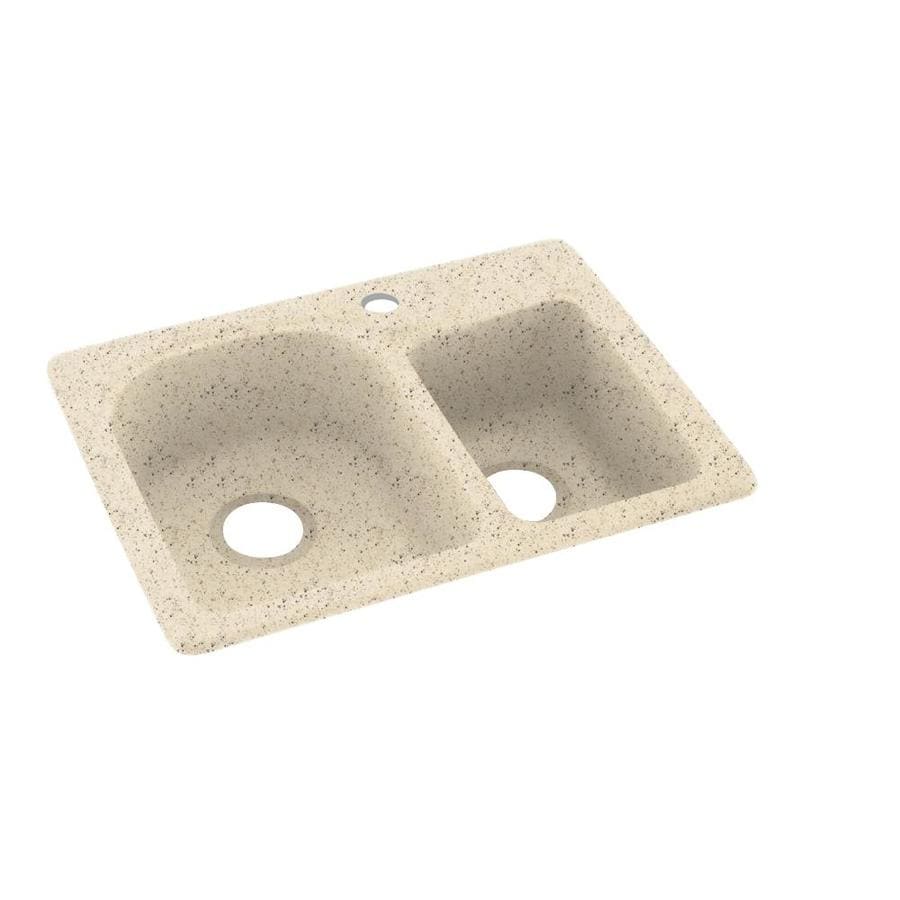 Swanstone KS02518DB.050 Double-Basin Drop-in or Undermount Composite Kitchen Sink