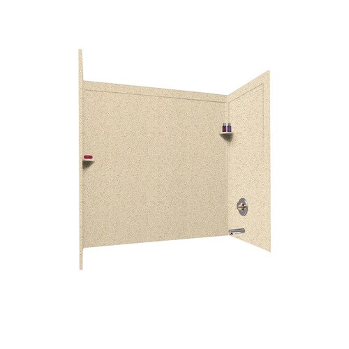 SWAN Bermuda Sand Solid Surface Bathtub Wall Surround (Common: 33-in x ...