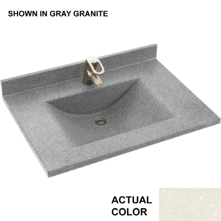 Swanstone CV02225.059 Contour Tahiti Ivory Composite Integral Single Sink Bathroom Vanity Top (Common: 25-in x 22-in; Actual: 25-in x 22-in)