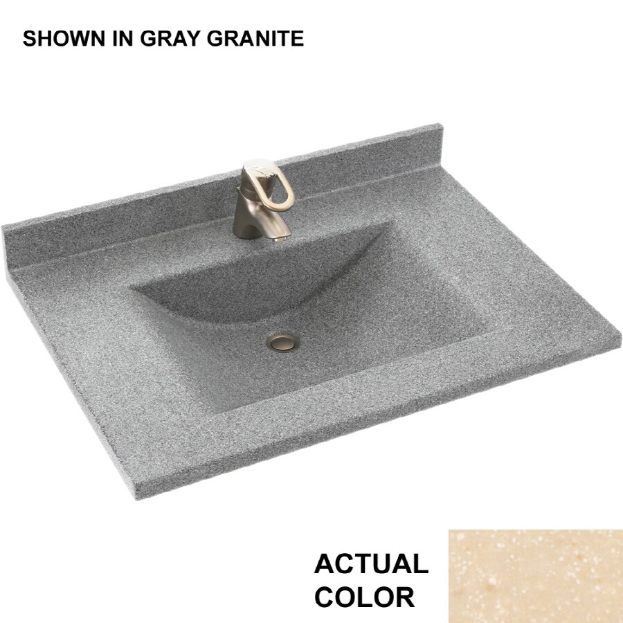 Swanstone CV02225.055 Contour Tahiti Terra Composite Integral Single Sink Bathroom Vanity Top (Common: 25-in x 22-in; Actual: 25-in x 22-in)