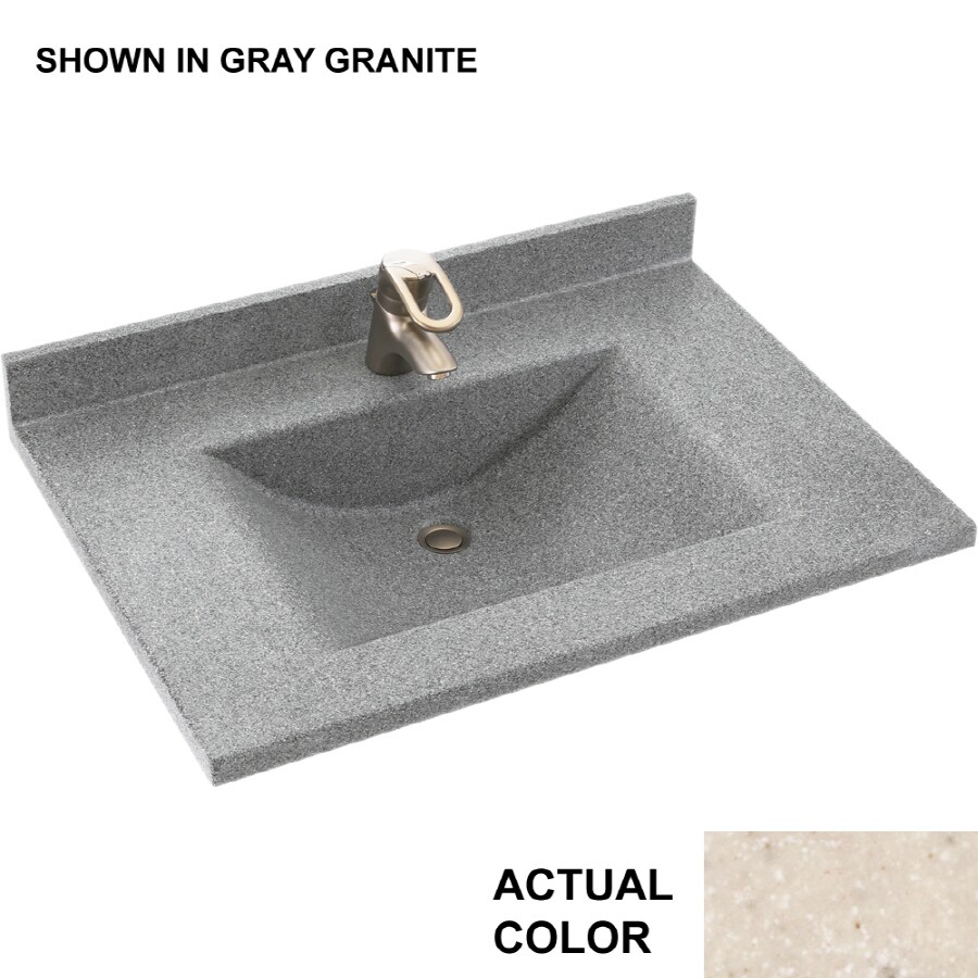 SWAN CV02231.051 Contour 31-in x 22-in Tahiti Sand Solid Surface Integral Single Sink Bathroom Vanity Top