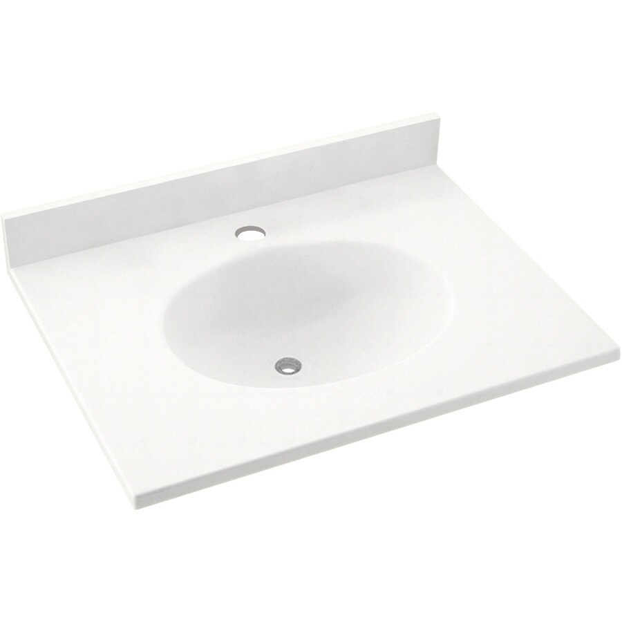 Swanstone Ellipse 19-in Tahiti White Solid Surface Single Sink Bathroom ...