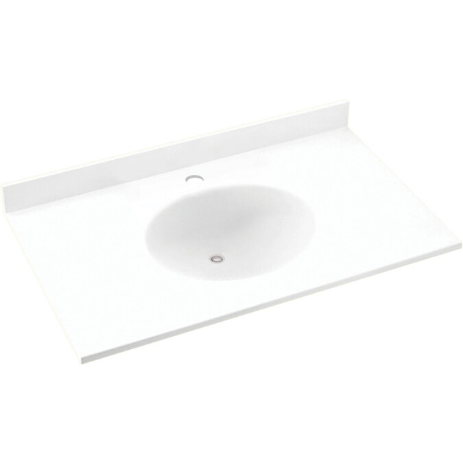 Swan Ellipse 43 In White Solid Surface, 43 Bathroom Vanity Top