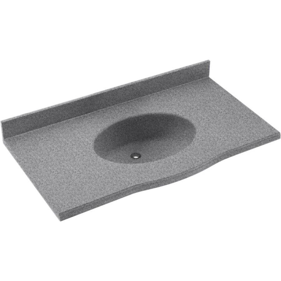 Swanstone EV02231.042 Europa Gray Granite Solid Surface Intergral Single Sink Bathroom Vanity Top (Common: 31-in x 22-in; Actual: 31-in x 22-in)