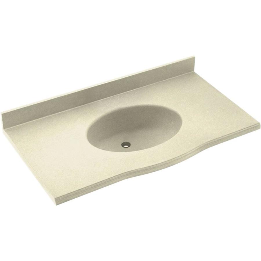 Swanstone EV02249.037 Europa Bone Solid Surface Intergral Single Sink Bathroom Vanity Top (Common: 49-in x 22-in; Actual: 49-in x 22-in)