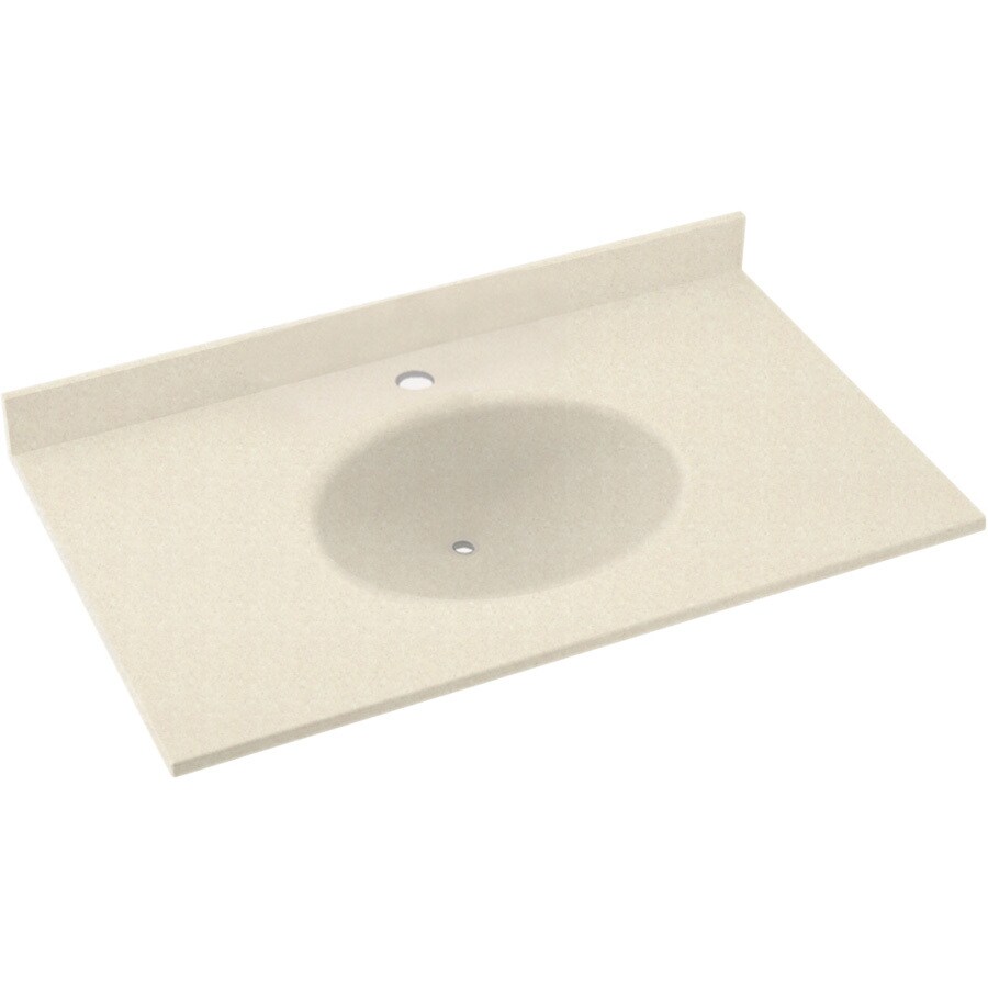 Swanstone VT02249.063 Ellipse Cornflower Solid Surface Integral Single Sink Bathroom Vanity Top (Common: 49-in x 22-in; Actual: 49-in x 22-in)