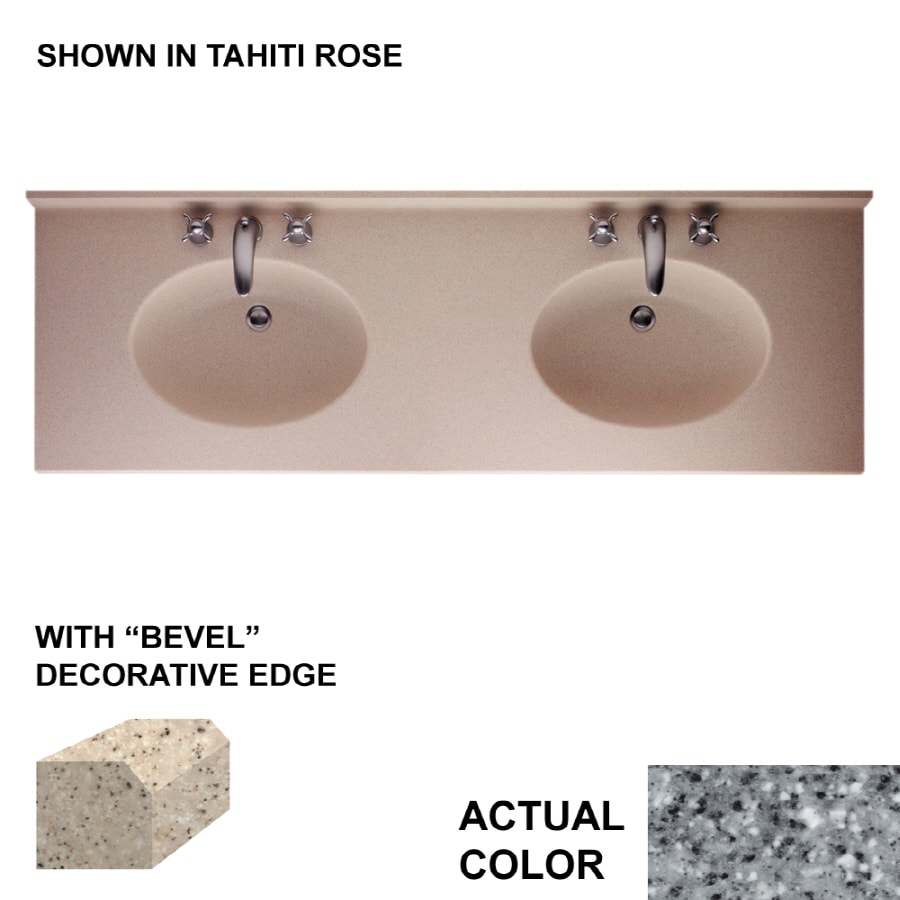 Swanstone CH2B2261BL.042 Chesapeake Gray Granite Solid Surface Integral Double Sink Bathroom Vanity Top (Common: 61-in x 22-in; Actual: 61-in x 22-in)