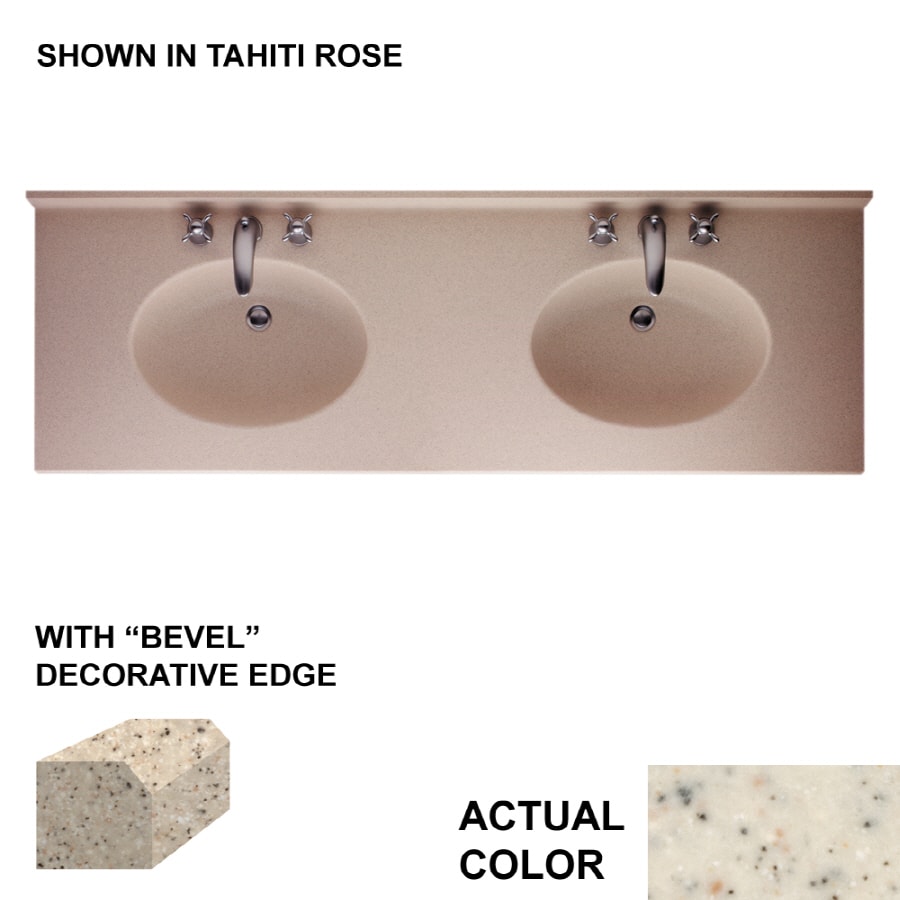 Swanstone CH2B2261BL.050 Chesapeake Tahiti Desert Solid Surface Integral Double Sink Bathroom Vanity Top (Common: 61-in x 22-in; Actual: 61-in x 22-in)