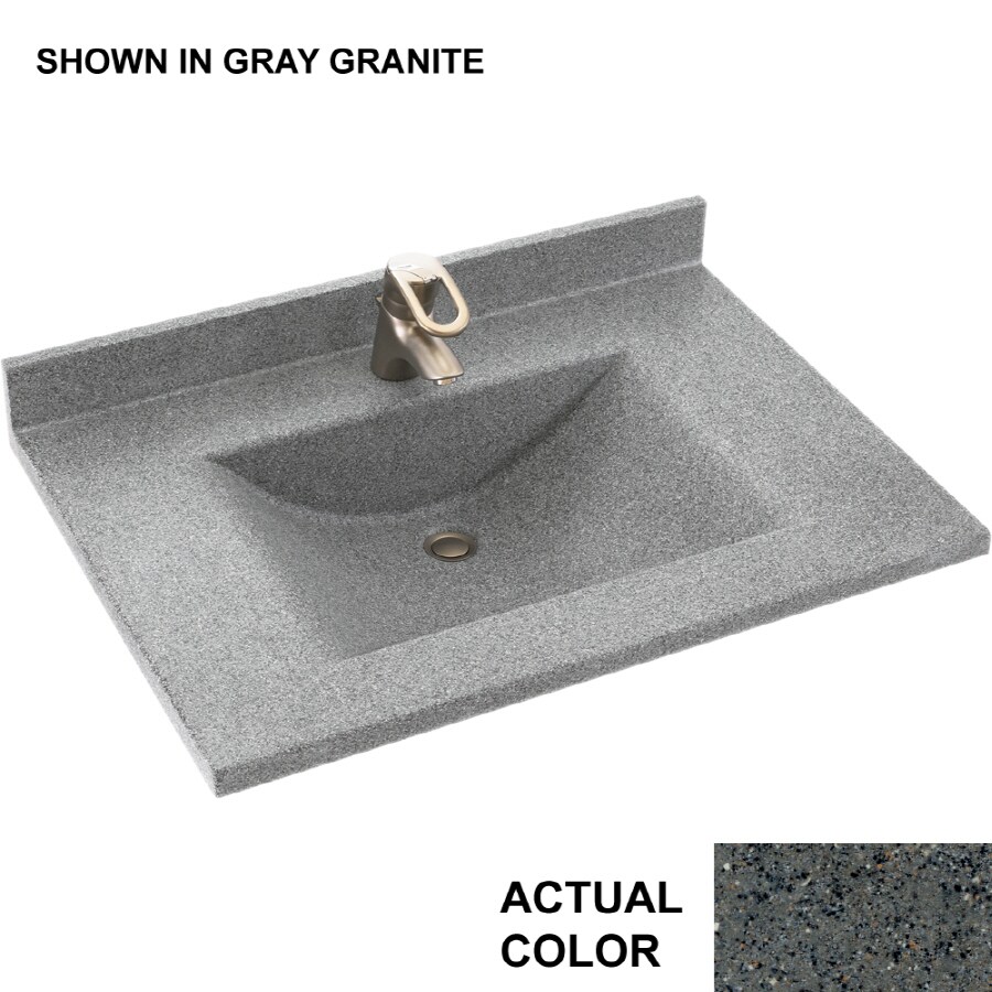 Swanstone CV02237.071 Contour Indian Grass Solid Surface Integral Single Sink Bathroom Vanity Top (Common: 37-in x 22-in; Actual: 37-in x 22-in)