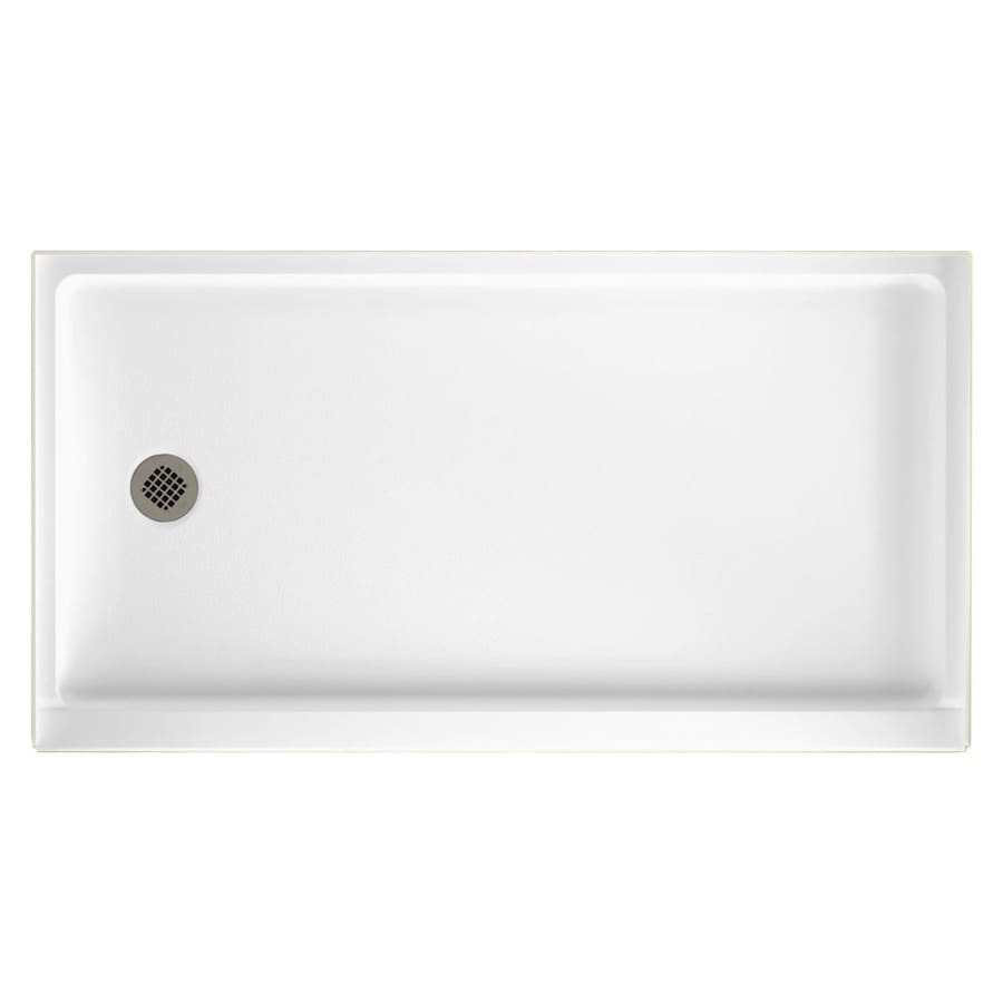 SWAN White Solid Surface Shower Base 32-in W x 60-in L with Left Drain