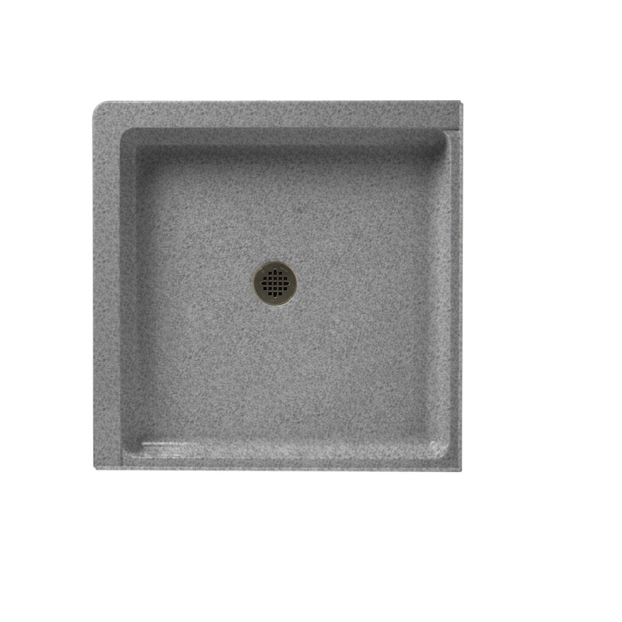 Swanstone Gray Granite Fiberglass/Plastic Composite Shower Base (Drain ...