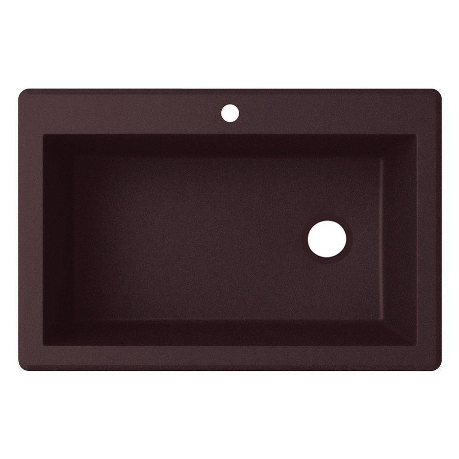 Swanstone QZ03322AD.077 Granite 1-Hole Dual Mount Single-Bowl Kitchen Sink 33-in L X 22-in H X 10-in H Nero