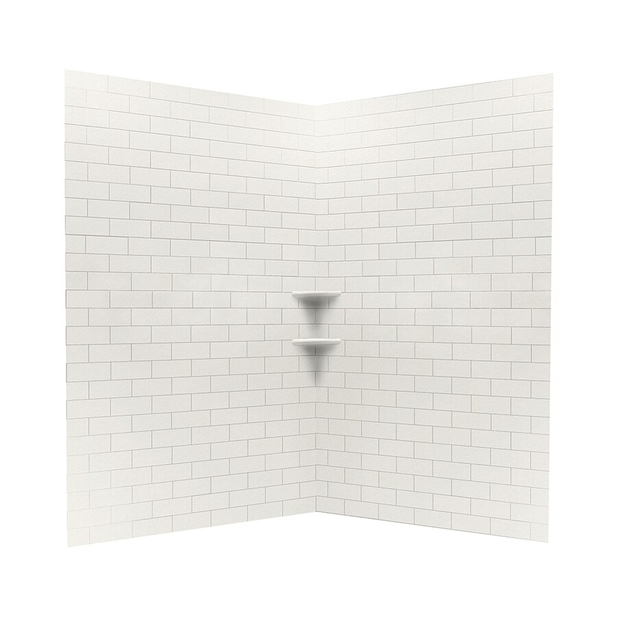 Swanstone Glacier Solid Surface Shower Wall Surround Corner Wall Panel (Common 48 in x 48 in; Actual 72.5 in x 48 in x 48 in)