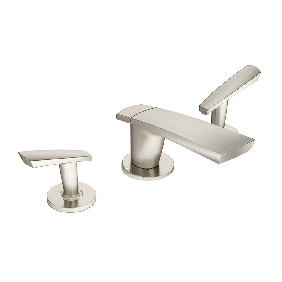 Symmons SLW-4112-STN Naru Satin Nickel Widespread 2-handle WaterSense Bathroom Sink Faucet with Drain