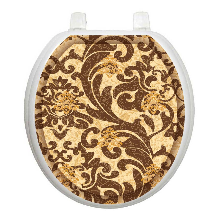Toilet Tattoos Tuscany Filigree Round Toilet Lid Decal in the Toilet