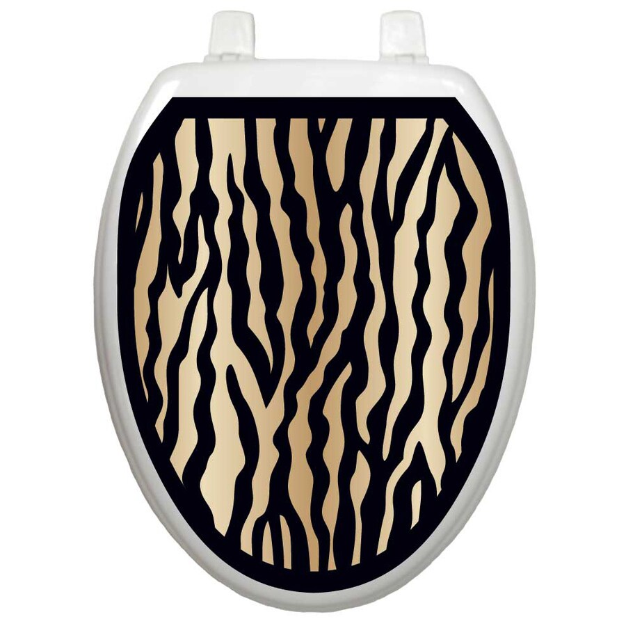 Toilet Tattoos Zebra Elongated Toilet Lid Decal in the Toilet Lid