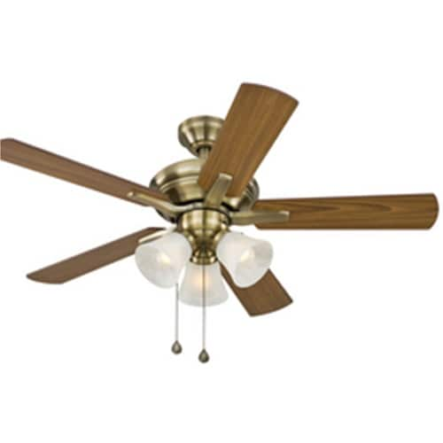 Harbor Breeze 42-in Antique Brass Downrod Mount Indoor Ceiling Fan with ...