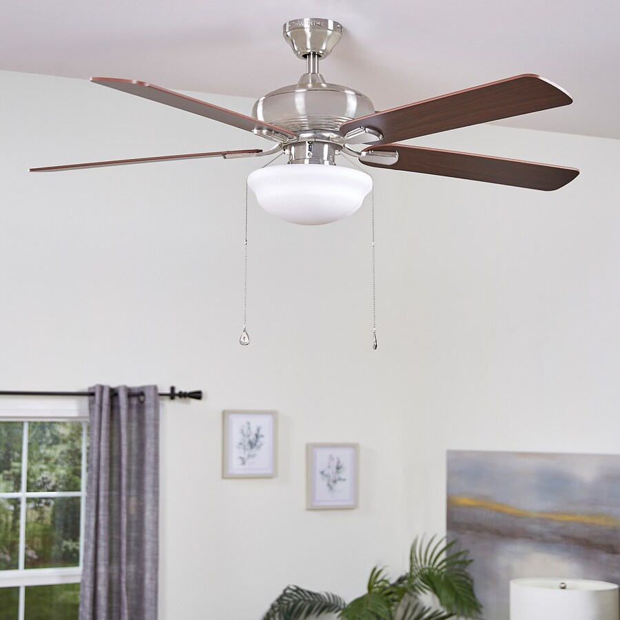 Harbor Breeze Caratuk River 52-in Brushed Nickel LED Indoor Ceiling Fan ...