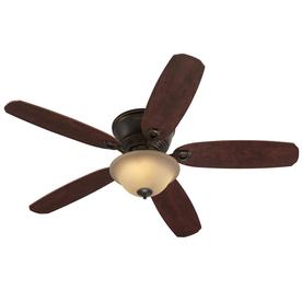 Harbor Breeze Pawtucket 52-in Oil Rubbed Bronze Indoor Flush Mount Ceiling Fan with Light Kit and Remote