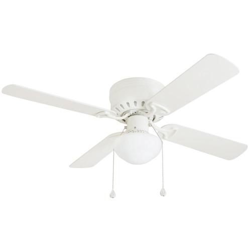 Harbor Breeze Armitage 42 In White Led Indoor Flush Mount Ceiling Fan With Light Kit 4 Blade At Lowes Com