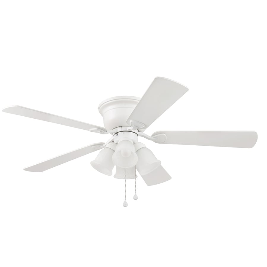 Centreville 52 In White Led Indoor Flush Mount Ceiling Fan With Light Kit 5 Blade