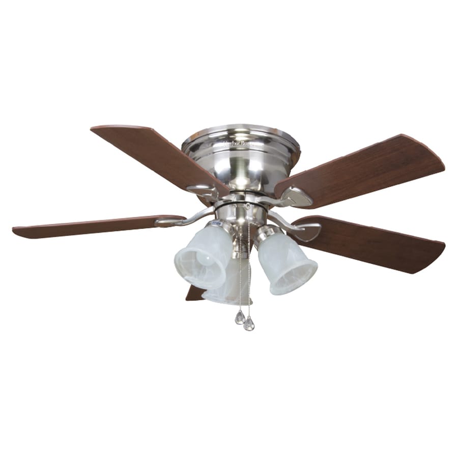 Shop Harbor Breeze Centerville 42-in Brushed Nickel Flush Mount ... - Harbor Breeze Centerville 42-in Brushed Nickel Flush Mount Ceiling Fan with  Light Kit