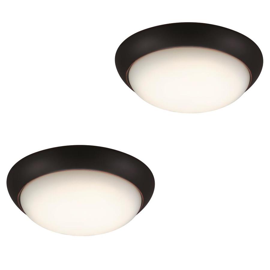 2 Pack 11 In Oil Rubbed Bronze Rustic Integrated Led Flush Mount Light Energy Star