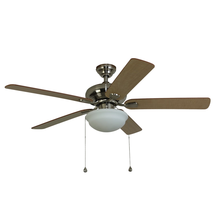 ... Brushed Nickel Downrod or Close Mount Indoor Ceiling Fan with Light