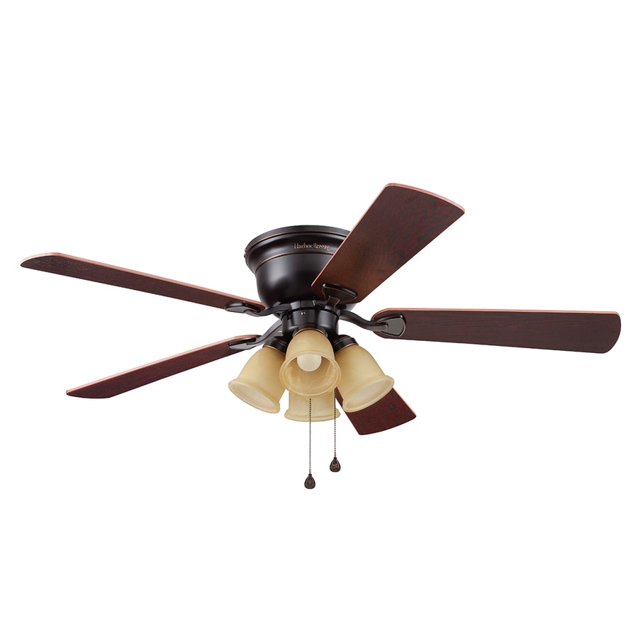 Centreville 52 In Oil Rubbed Bronze Led Indoor Flush Mount Ceiling Fan With Light Kit 5 Blade