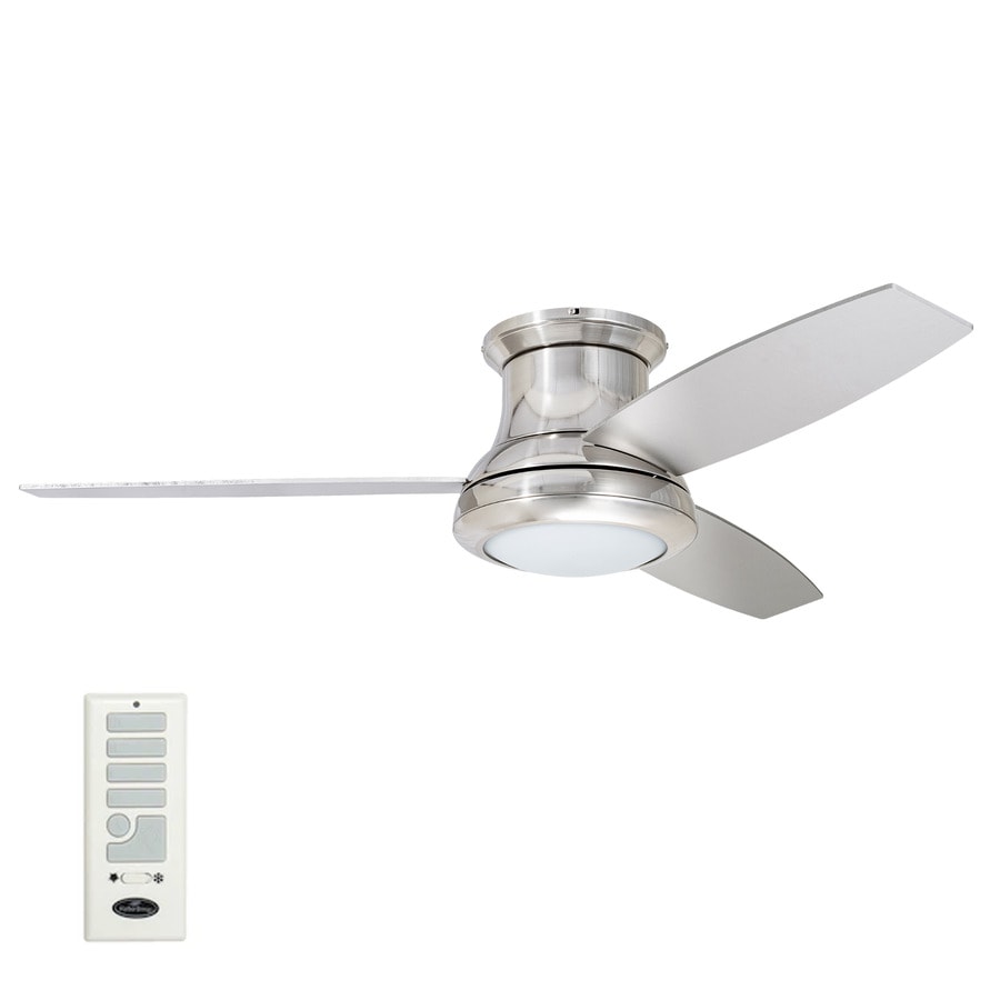 Sail Stream 52 In Brushed Nickel Led Indoor Flush Mount Ceiling Fan With Light Kit And Remote 3 Blade