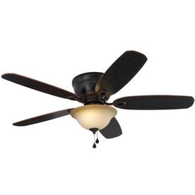 Photo 1 of Harbor Breeze Lake Canton 52-in Bronze LED Indoor Flush Mount Ceiling Fan with Light Kit (5-Blade)