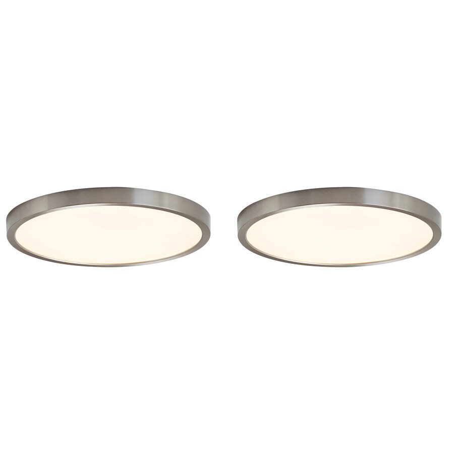 Project Source 2 Pack 11 In Brushed Nickel Traditional Integrated Led Flush Mount Light Energy Star In The Flush Mount Lighting Department At Lowes Com