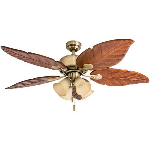 Honeywell Royal Palm 52 In Antique Brass Led Indoor Ceiling Fan With Light Kit 5 Blade At Lowes Com