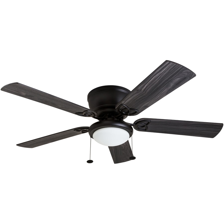 Barton 52 In Matte Black Indoor Flush Mount Ceiling Fan With Light Kit 5 Blade