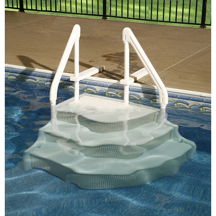 Blue Wave Grand Entrance 48-in Resin Drop-In Pool Steps Hand Rail in ...