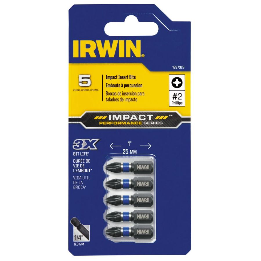 IRWIN 5Piece 1/4in x 1in Phillips Impact Driver Bit at