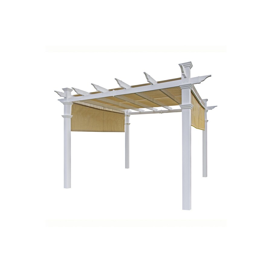 New England Arbors White Plastic Freestanding Pergola with Canopy