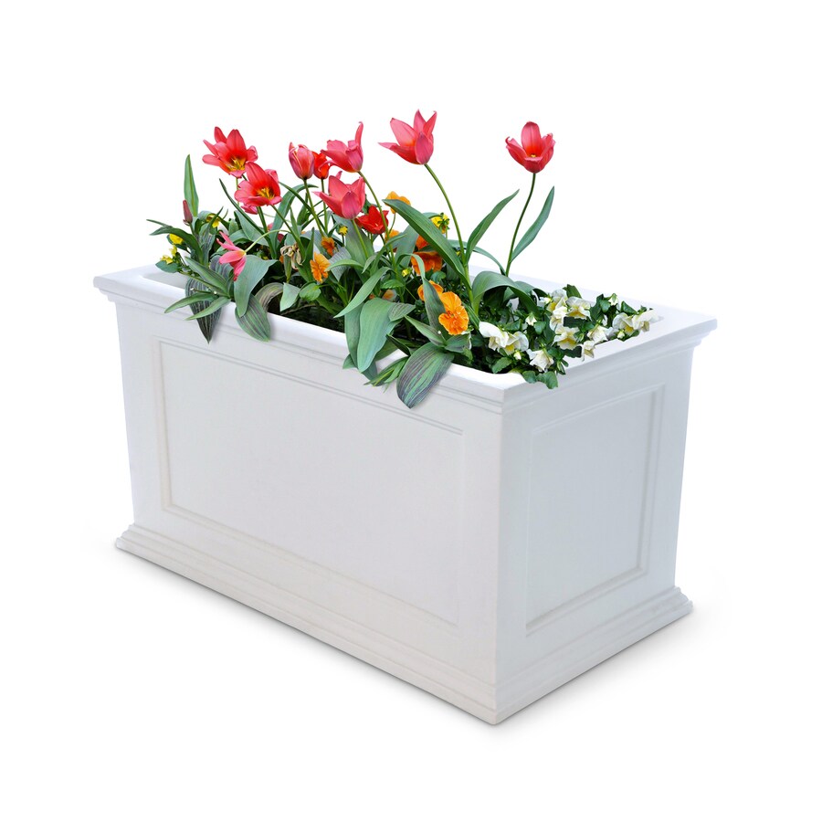 Mayne 20 In W X 20 In H White Resin Self Watering Planter At Lowes Com