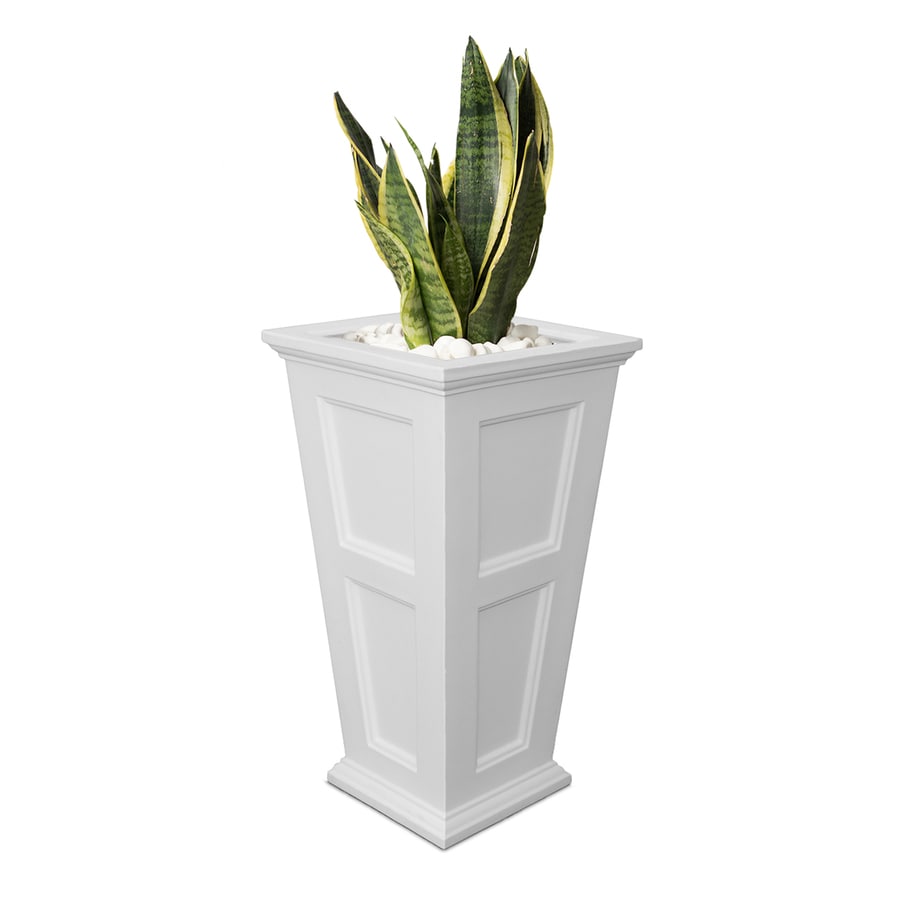 Mayne 16 In W X 28 In H White Resin Self Watering Planter At Lowes Com