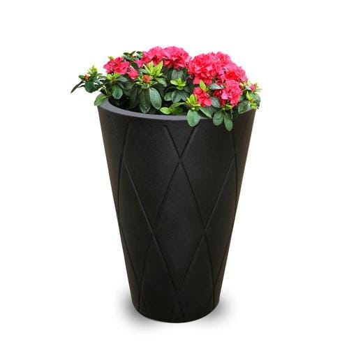 Mayne 18-in W X 26-in H Black Resin Self Watering Planter In The Pots ...