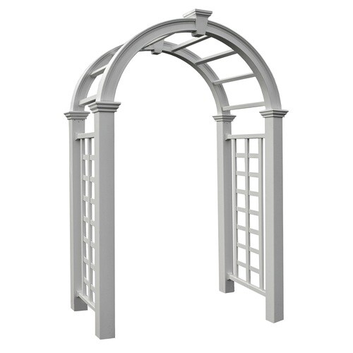 New England Arbors 4.98-ft W x 7.83-ft H White Garden Arbor in the