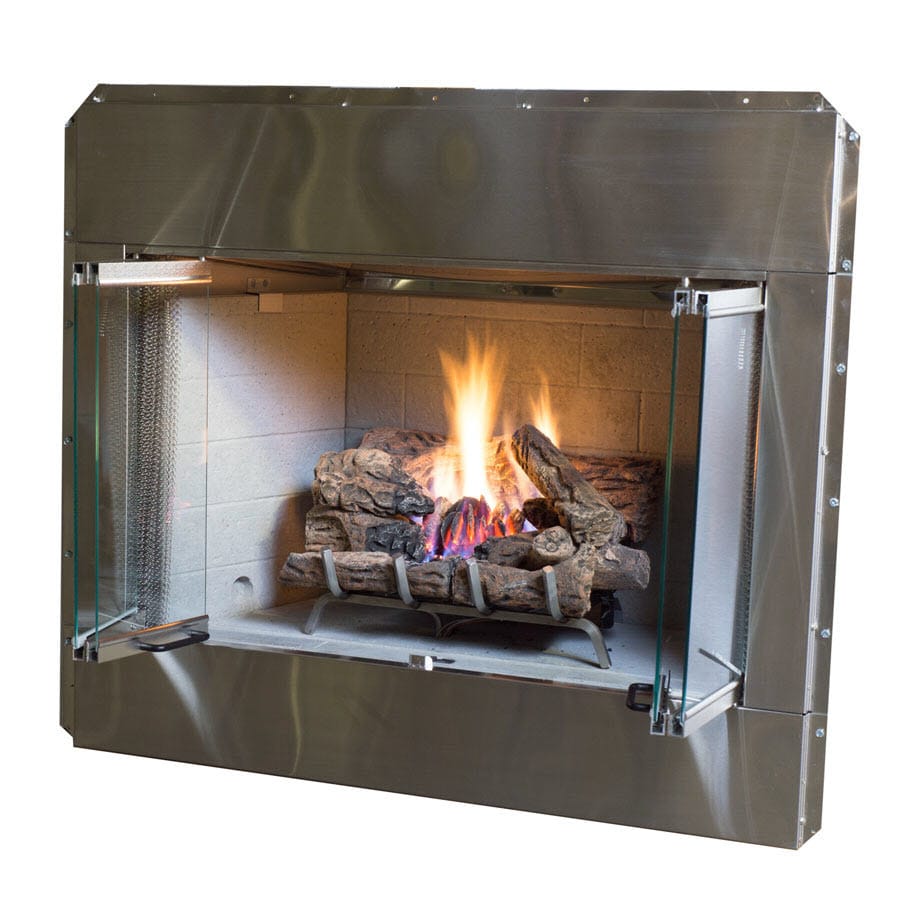 Stainless Steel Outdoor Vented WoodBurning Fireplace Insert at