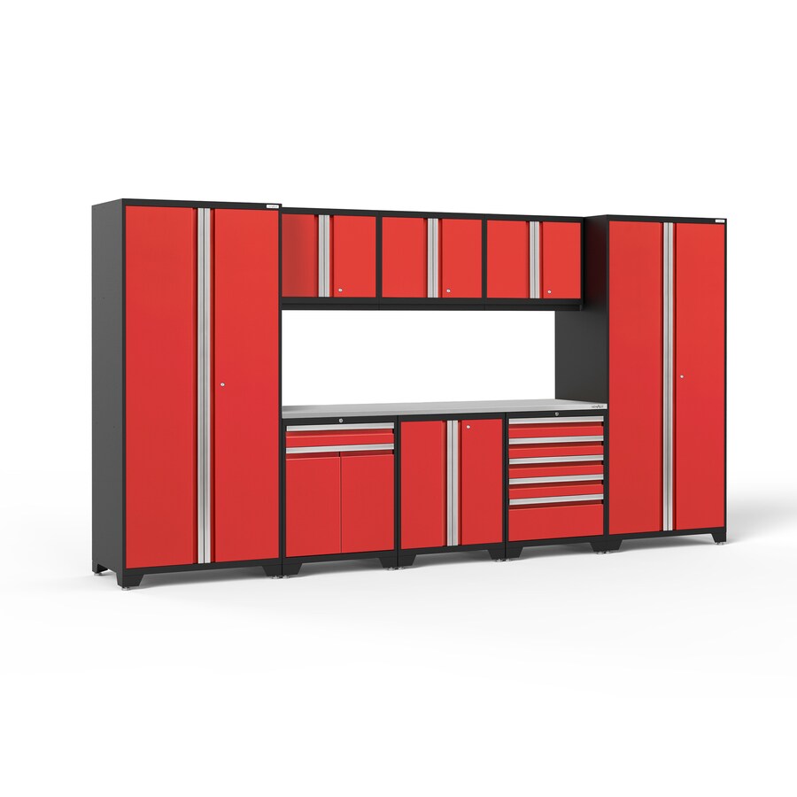 NewAge Products Pro Series 156in W x 85.25in H Deep Red Steel Garage Storage System in the