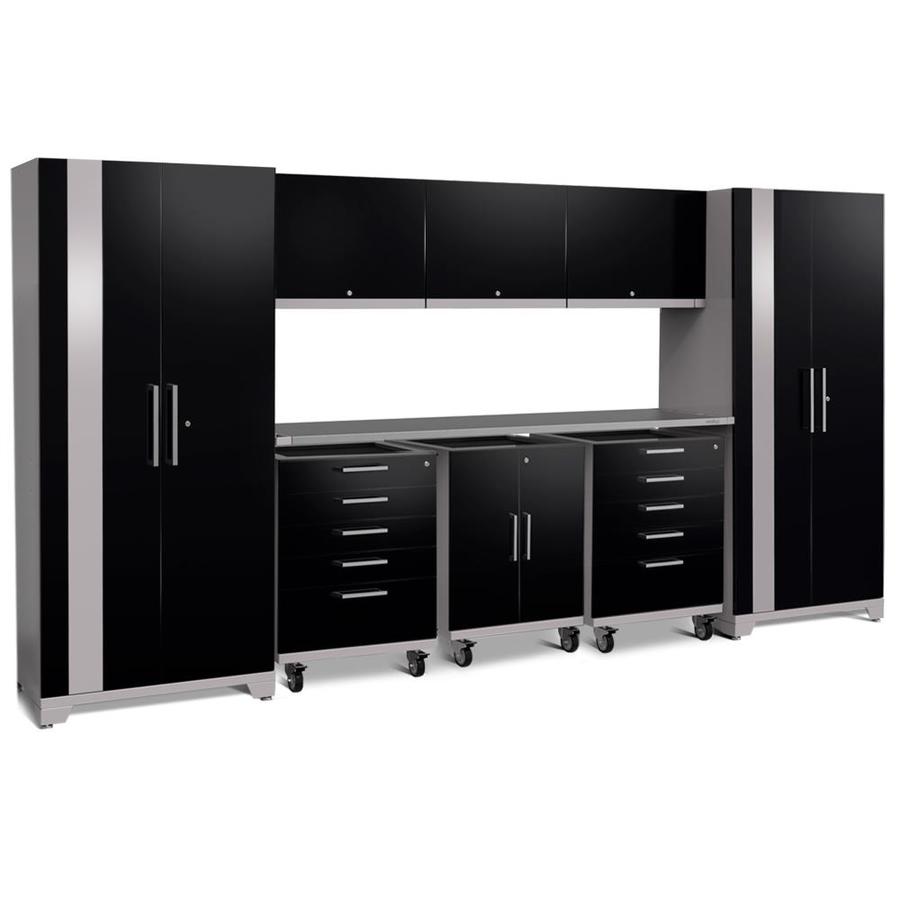 NewAge Products Performance Plus 2.0 161in W x 80in H Gloss Black Steel Garage Storage System