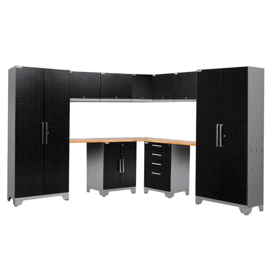 Newage S Performance 2 0 177 W X 72 H Diamond Plate Newage S Performance 2 0 177 W X 72 H Diamond Plate Gloss Black Steel Garage Storage