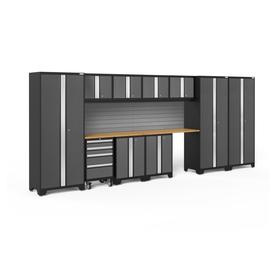 NewAge Products Bold Series Gray 12 Piece Cabinet Set, Heavy Duty 24-Gauge Steel Garage Storage System, Slatwall Included