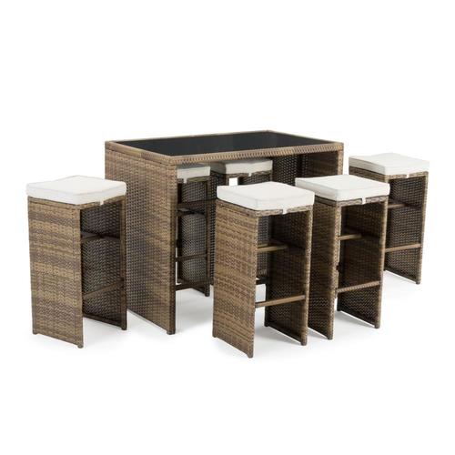 Sego Lily Quin 7-Piece Brown Frame Bar Height Patio Set ...